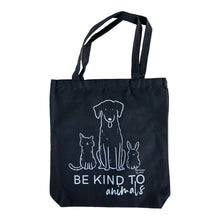 Load image into Gallery viewer, SPCA Tote bag Be kind to Animals Black and White
